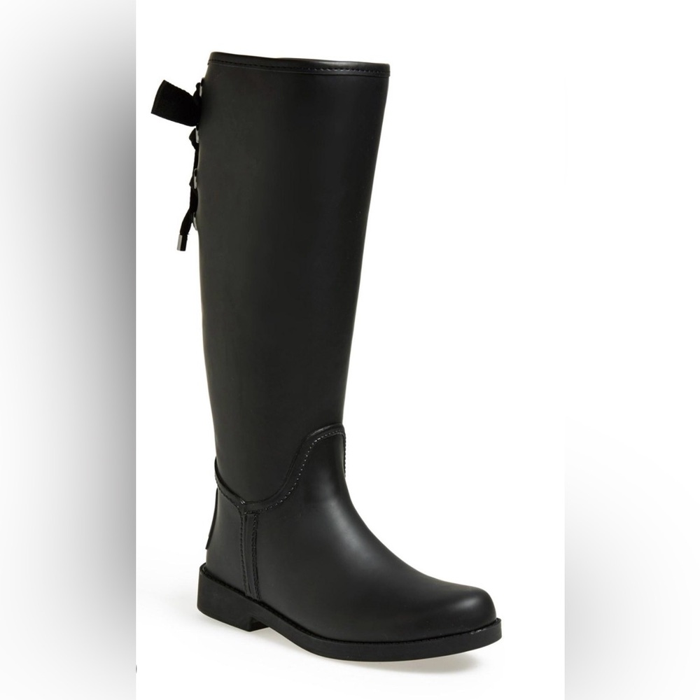 COACH Womens Tristee Matte Black Rubber Boots NWOT